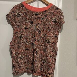 FP Movement by Free People Coral Floral Short Sleeve Top